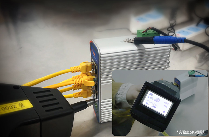 工業(yè)級交換機(jī)的防雷擊測試，可實(shí)現(xiàn)6000V雷電或浪涌電壓下正常工作