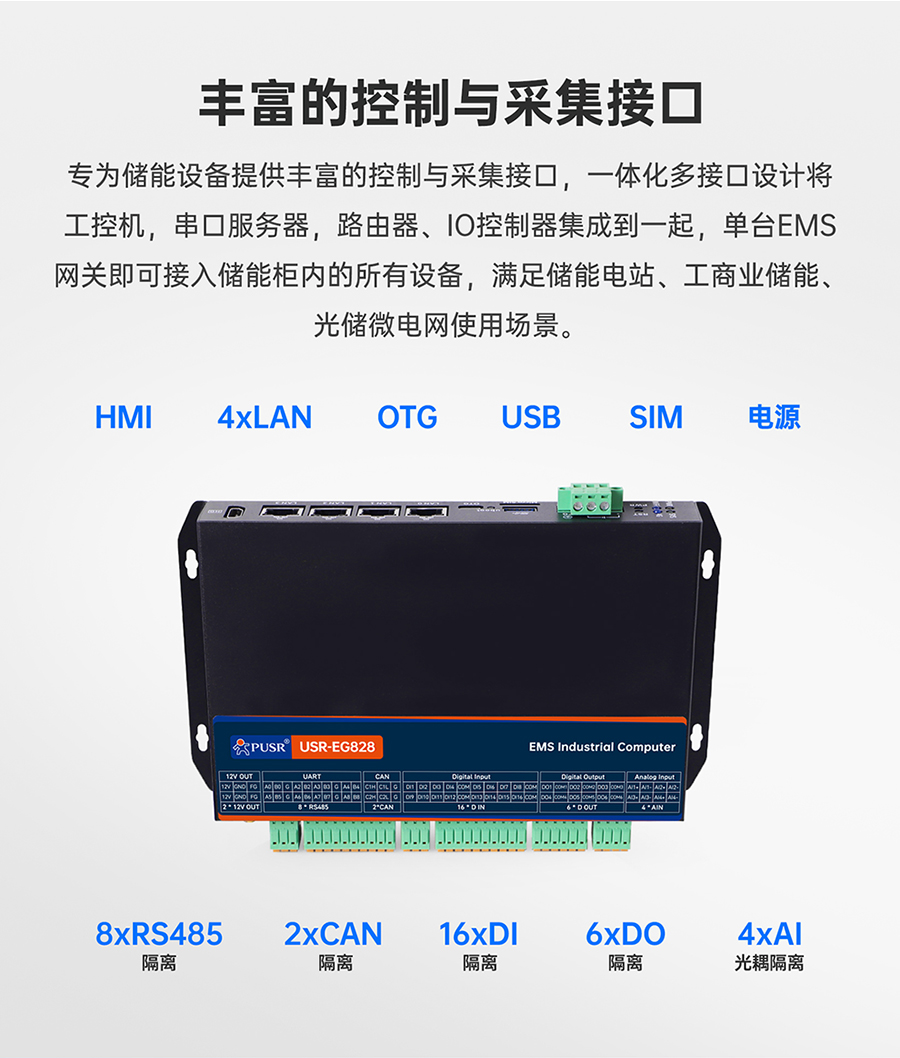 儲能微網(wǎng)EMS網(wǎng)關(guān)：豐富的控制與采集接口